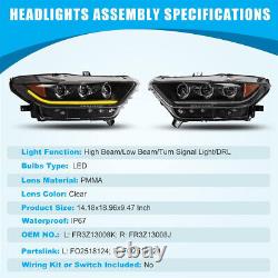 LED Sequential Headlights For 2015 16 2017 Ford Mustang GT Signal Lamp Projector