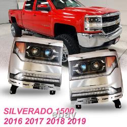 LED Sequential Headlights For 2016 17 18 Chevy Silverado 1500 Projector Lamps