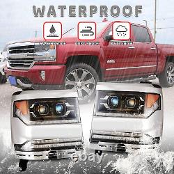 LED Sequential Headlights For 2016 17 18 Chevy Silverado 1500 Projector Lamps