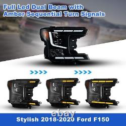 LED Sequential Signal For 2018-2020 Ford F150 DRL Black Projector Headlights