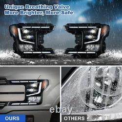 LED Sequential Signal For 2018-2020 Ford F150 DRL Black Projector Headlights