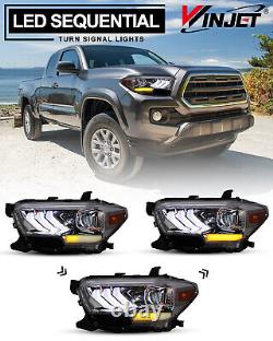 LED Tail Lights+LED DRL Headlights For 2016-2023 Toyota Tacoma Left+Right Pair