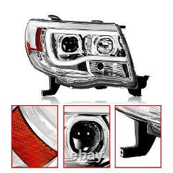 LED Tube DRL Halo Projector Headlights LH+RH For 2005-2011 Toyota Tacoma 05-11