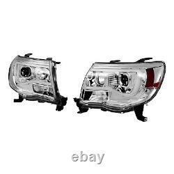 LED Tube DRL Halo Projector Headlights LH+RH For 2005-2011 Toyota Tacoma 05-11