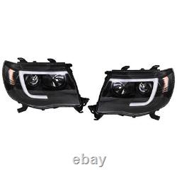 Labwork Right+Left Headlights For Toyota Tacoma 2005-2011 LED Black Projector