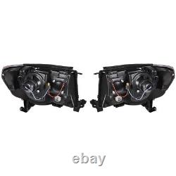 Labwork Right+Left Headlights For Toyota Tacoma 2005-2011 LED Black Projector