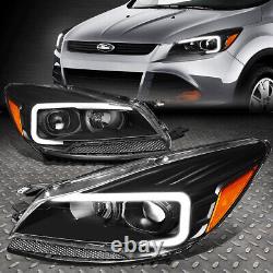 Led Drl For 13-16 Ford Escape Black Housing Amber Corner Projector Headlights