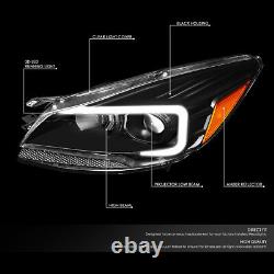 Led Drl For 13-16 Ford Escape Black Housing Amber Corner Projector Headlights