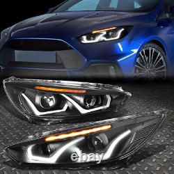 Led Drlfor 15-18 Ford Focus Black/amber Signal Projector Headlight Head Lamps