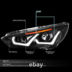 Led Drlfor 15-18 Ford Focus Black/amber Signal Projector Headlight Head Lamps