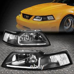 Led Drlfor 1999-2004 Ford Mustang Pair Black Housing Clear Corner Headlight