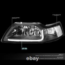 Led Drlfor 1999-2004 Ford Mustang Pair Black Housing Clear Corner Headlight