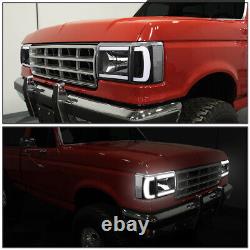 Led Drlfor 87-91 Ford F150 F250 F350 Bronco Black/clear Corner Headlight Lamp