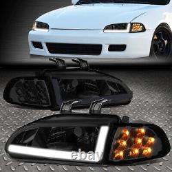 Led Drlfor 92-95 Honda CIVIC 2/3dr Smoked Housing Headlight Amber Signal Lamps