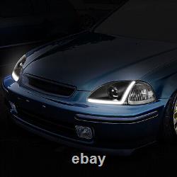 Led Drlfor 96-98 Honda CIVIC Black Housing Clear Corner Projector Headlights