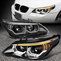 Led Signal 3d Halo Drlfor 04-07 Bmw E60 5-series Projector Headlights Black