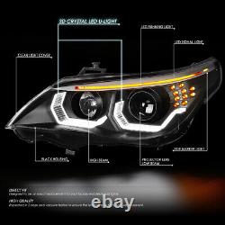 Led Signal 3d Halo Drlfor 04-07 Bmw E60 5-series Projector Headlights Black