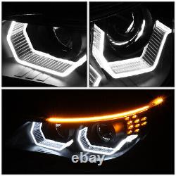 Led Signal 3d Halo Drlfor 04-07 Bmw E60 5-series Projector Headlights Black