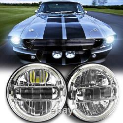 Newest Chrome Pair 7 Round Led Headlights Halo DRL For Ford Mustang 1965-1973