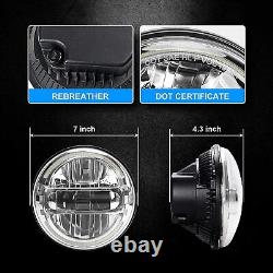 Newest Chrome Pair 7 Round Led Headlights Halo DRL For Ford Mustang 1965-1973