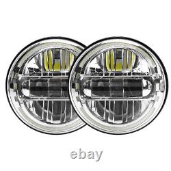 Newest Chrome Pair 7 Round Led Headlights Halo DRL For Ford Mustang 1965-1973