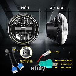 Pair 7'' H4 LED Headlights Projector Hi/Lo Beam DRL For Jeep Wrangler JK LJ TJ