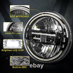 Pair 7'' H4 LED Headlights Projector Hi/Lo Beam DRL For Jeep Wrangler JK LJ TJ