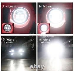 Pair 7'' H4 LED Headlights Projector Hi/Lo Beam DRL For Jeep Wrangler JK LJ TJ