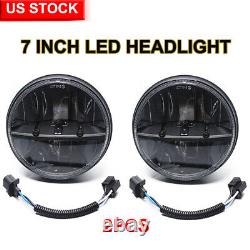 Pair 7 Round LED Headlights Hi/Lo Beam For Jeep Wrangler JK LJ TJ CJ /For Dodge