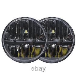 Pair 7 Round LED Headlights Hi/Lo Beam For Jeep Wrangler JK LJ TJ CJ /For Dodge