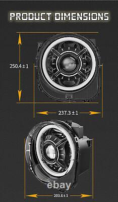 Pair 9'' Inch LED Headlights with Halo Angel Eyes For Jeep Renegade 2015-2024