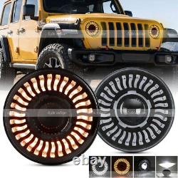 Pair For Jeep Wrangler JK TJ LJ Halo 7'' LED Headlights DRL Lights Combo Kit