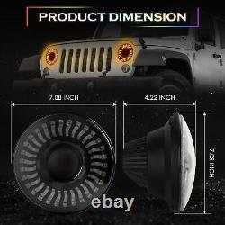 Pair For Jeep Wrangler JK TJ LJ Halo 7'' LED Headlights DRL Lights Combo Kit