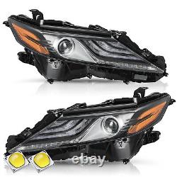 Pair Full LED Headlights Assembly For 2021-2023 Toyota Camry XSE Black Housing