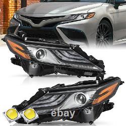 Pair Full LED Headlights Assembly For 2021-2023 Toyota Camry XSE Black Housing