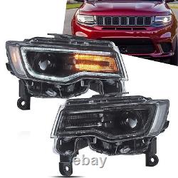 Pair Full LED Headlights For 2014-2022 Jeep Grand Cherokee Blue DRL Startup