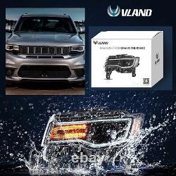 Pair Full LED Headlights For 2014-2022 Jeep Grand Cherokee Blue DRL Startup