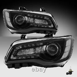 Pair Headlights Set For 2015-2017 Chrysler 300 Left and Right Black Housing 2Pc