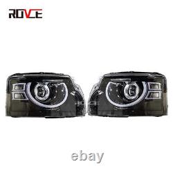 Pair LED Front Headlight Assembly For Land Rover Discovery LR4 2010-2016