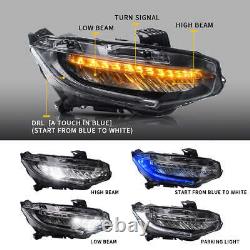 Pair LED Headlights For 2016-2021 Honda Civic With Sequential Turn Signal A Set