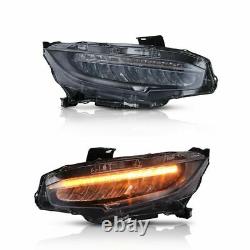 Pair LED Headlights For 2016-2021 Honda Civic With Sequential Turn Signal A Set