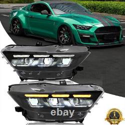 Pair LED Headlights For Ford Mustang 2015 2016 2017 Head Lamps Assembly LH+RH