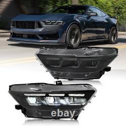 Pair LED Headlights For Ford Mustang 2015 2016 2017 Head Lamps Assembly LH+RH