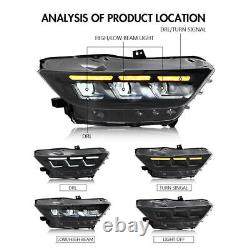 Pair LED Headlights For Ford Mustang 2015 2016 2017 Head Lamps Assembly LH+RH