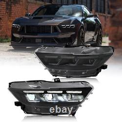 Pair LED Headlights For Ford Mustang 2015 2016 2017 Head Lamps Assembly LH+RH