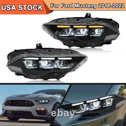 Pair LED Headlights For Ford Mustang 2018-2023 Sequential turn signal Assembly