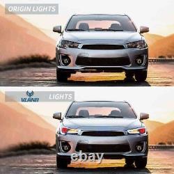 Pair LED Headlights For Mitsubishi Lancer / EVO X 08-17 Audi Style with Demon Eyes