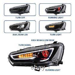 Pair LED Headlights For Mitsubishi Lancer / EVO X 08-17 Audi Style with Demon Eyes