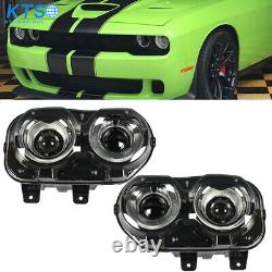 Pair LED Headlights Halogen Head lamps Projector for 2015-2023 Dodge Challenger