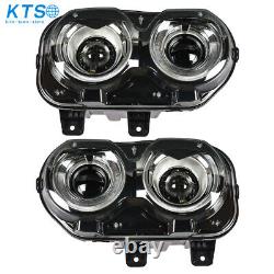 Pair LED Headlights Halogen Head lamps Projector for 2015-2023 Dodge Challenger